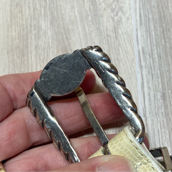 VTG BRIGHTON / Museum Collection Cream Leather Crop Embossed Belt Size M - Picture 8 of 14